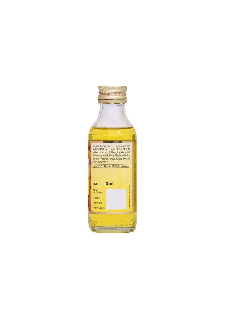 Hamdard Raughan-E-Badam Shireen Sweet Almond Oil for Body, Skin & Hair 100 ml | Natural Almond Oil | Helps Enhance Memory | Helps Relieve Constipation - Indya