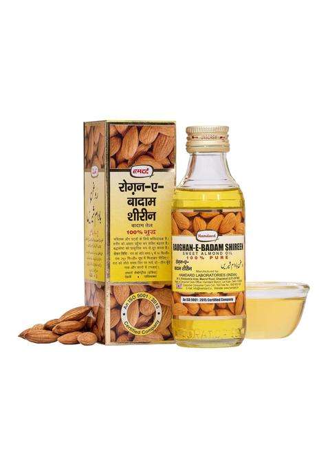 Hamdard Raughan-E-Badam Shireen Sweet Almond Oil for Body, Skin & Hair 100 ml | Natural Almond Oil | Helps Enhance Memory | Helps Relieve Constipation