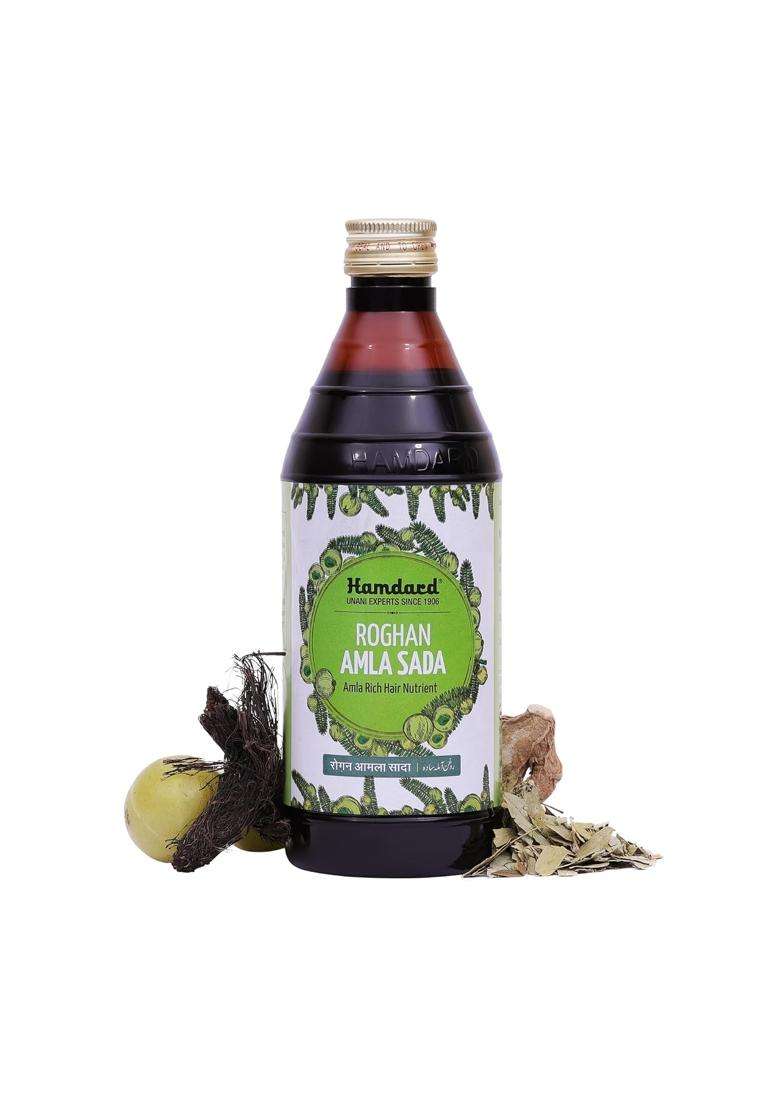 Hamdard Roghan Amla Sada Pet 500 ml | Natural Herbal Care | Maintain Healthy Hair | For Dandruff, Hair Fall and Premature Greying | Herbal Remedy - Indya
