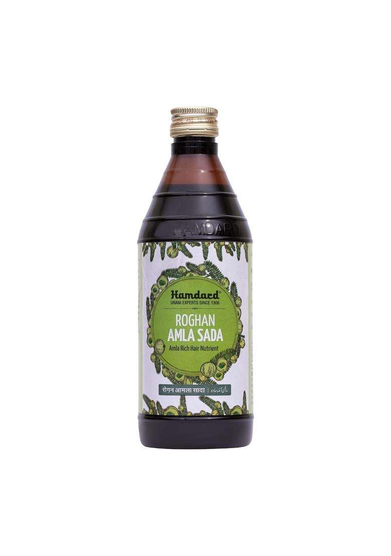 Hamdard Roghan Amla Sada Pet 500 ml | Natural Herbal Care | Maintain Healthy Hair | For Dandruff, Hair Fall and Premature Greying | Herbal Remedy - Indya
