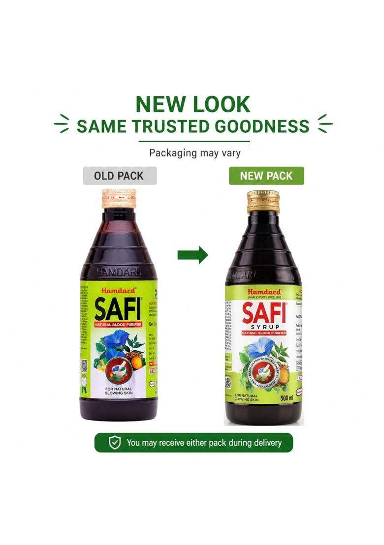 Hamdard Safi Blood Purifier Syrup for Healthy & Glowing Skin 500 ml | 100% Pure | Clear Stomach | Helps to improving Liver Function - Indya