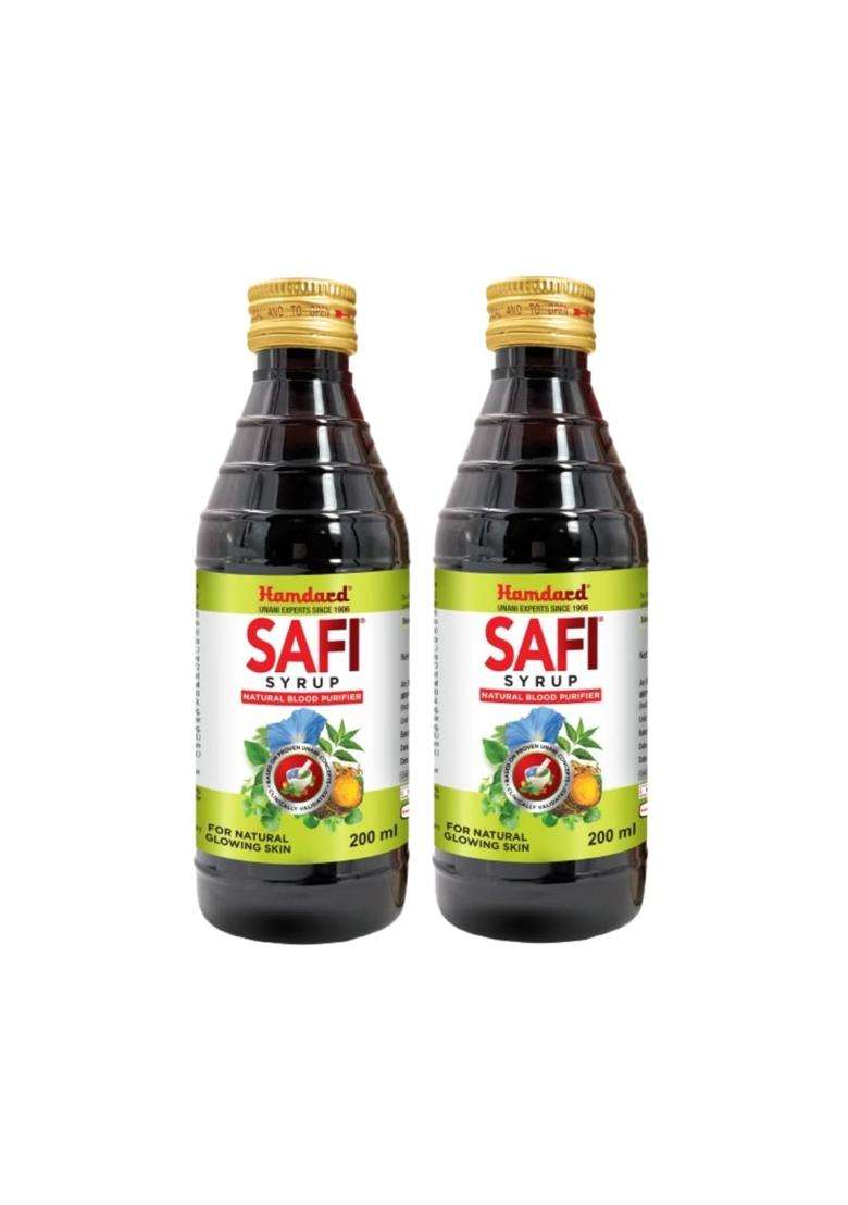 Hamdard Safi Blood Purifier Syrup for Healthy & Glowing Skin 200 ml (Pack of 2) | 100% Pure | Clears Stomach and Improves Liver Function - Indya