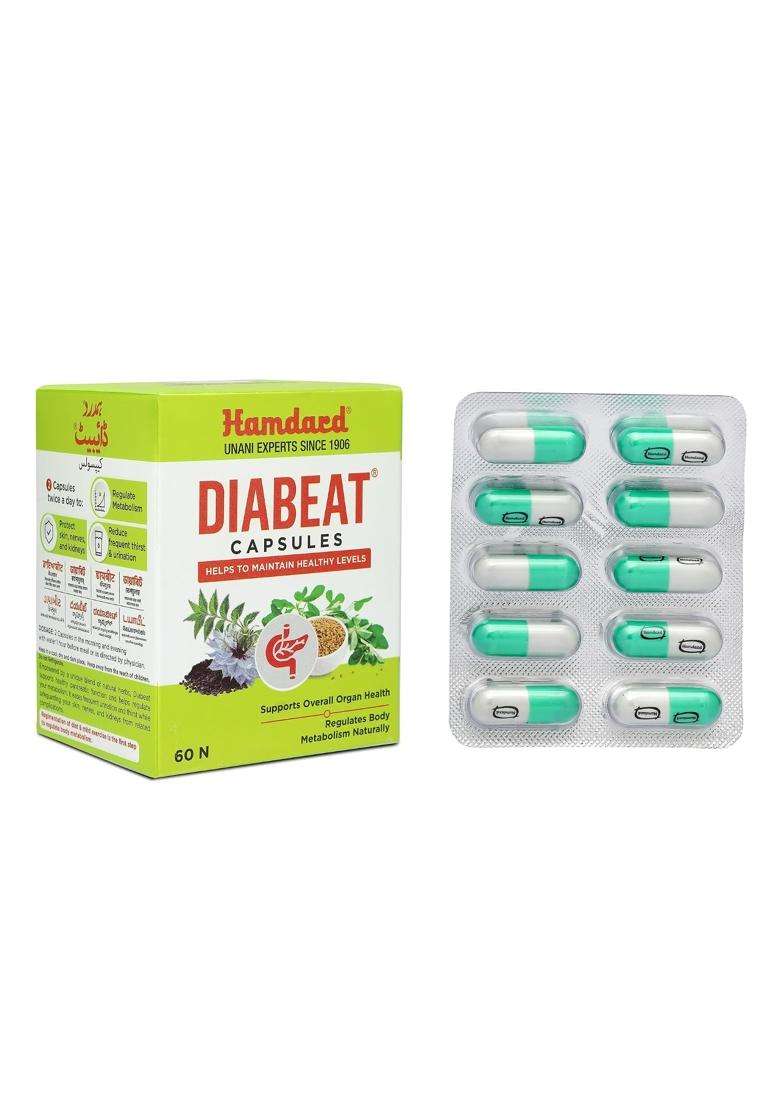 Hamdard Diabeat 60 Capsules | Natural Herbal Care | All-natural Herbal Remedy | Blood Sugar Control | Suitable for Diabetes Care - Indya