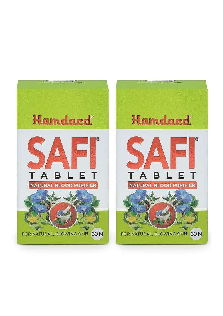 Hamdard Safi Tablet for Healthy & Glowing Skin 60 Tablets Each (Pack of 2) | Natural Blood Purifier | Anti-Bacterial & Detoxifier - Indya
