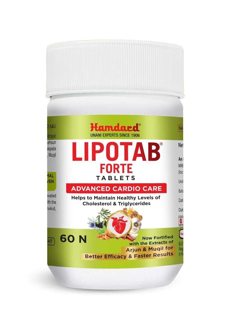 Hamdard Lipotab Forte 60 Tablets | Authentic Ayurvedic Formula | Helps Maintain Healthy Cholesterol Levels & Supports Heart Health - Indya