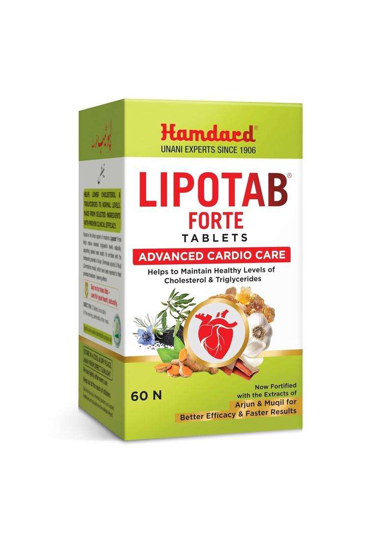 Hamdard Lipotab Forte 60 Tablets | Authentic Ayurvedic Formula | Helps Maintain Healthy Cholesterol Levels & Supports Heart Health - Indya