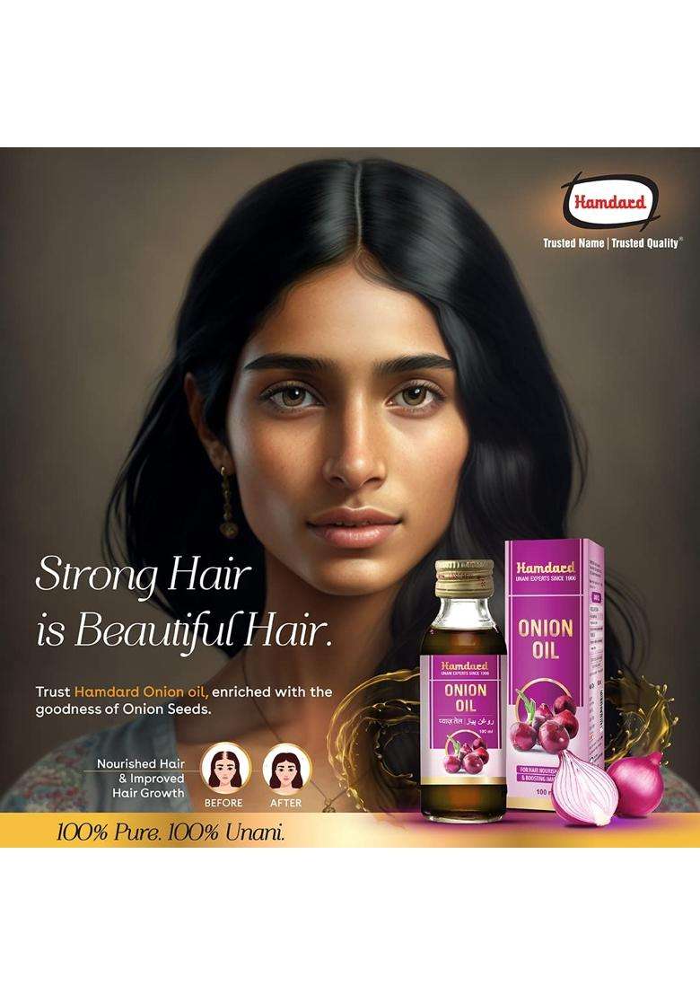 Hamdard Onion Oil 100 ml | All-natural Hair Oil | Helps to Nourish Hair Follicles and Manages Breakage | Promotes Overall Well-Being - Indya