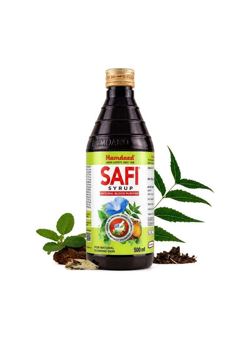 Hamdard Safi Blood Purifier Syrup for Healthy & Glowing Skin 500 ml | 100% Pure | Clears Stomach | Improves Liver Function and blood circulation - Indya