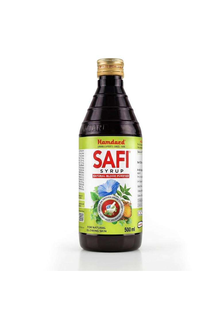 Hamdard Safi Blood Purifier Syrup for Healthy & Glowing Skin 500 ml | 100% Pure | Clears Stomach | Improves Liver Function and blood circulation - Indya