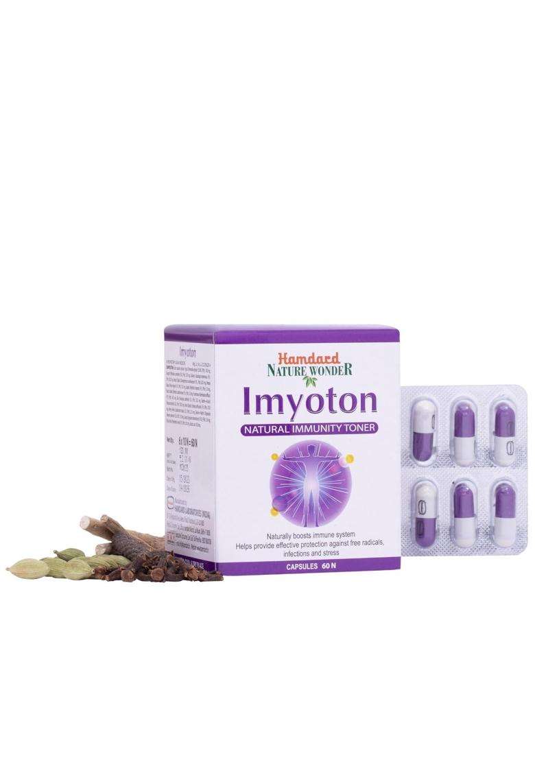 Hamdard Imyoton Capsule for Immunity 60 Capsule (Pack of 2) | Natural Herbal Care | Supports Immune System | Helps in Managing Stress and Infections - Indya