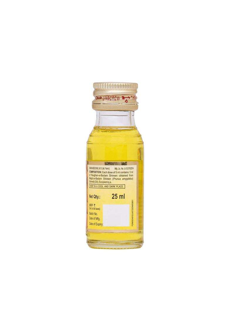 Hamdard Raughan-E-Badam Shireen Sweet Almond Oil for Body, Skin & Hair 25 ml (Pack of 3) | Natural Almond Oil | Helps Enhance Memory - Indya