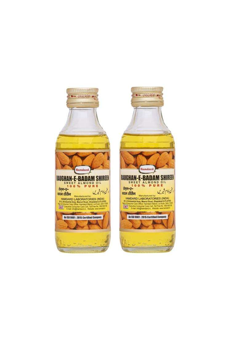 Hamdard Raughan-E-Badam Shireen Sweet Almond Oil for Body, Skin & Hair 50 ml (Pack of 2) | Authentic Ayurvedic Formula | Natural Almond Oil - Indya