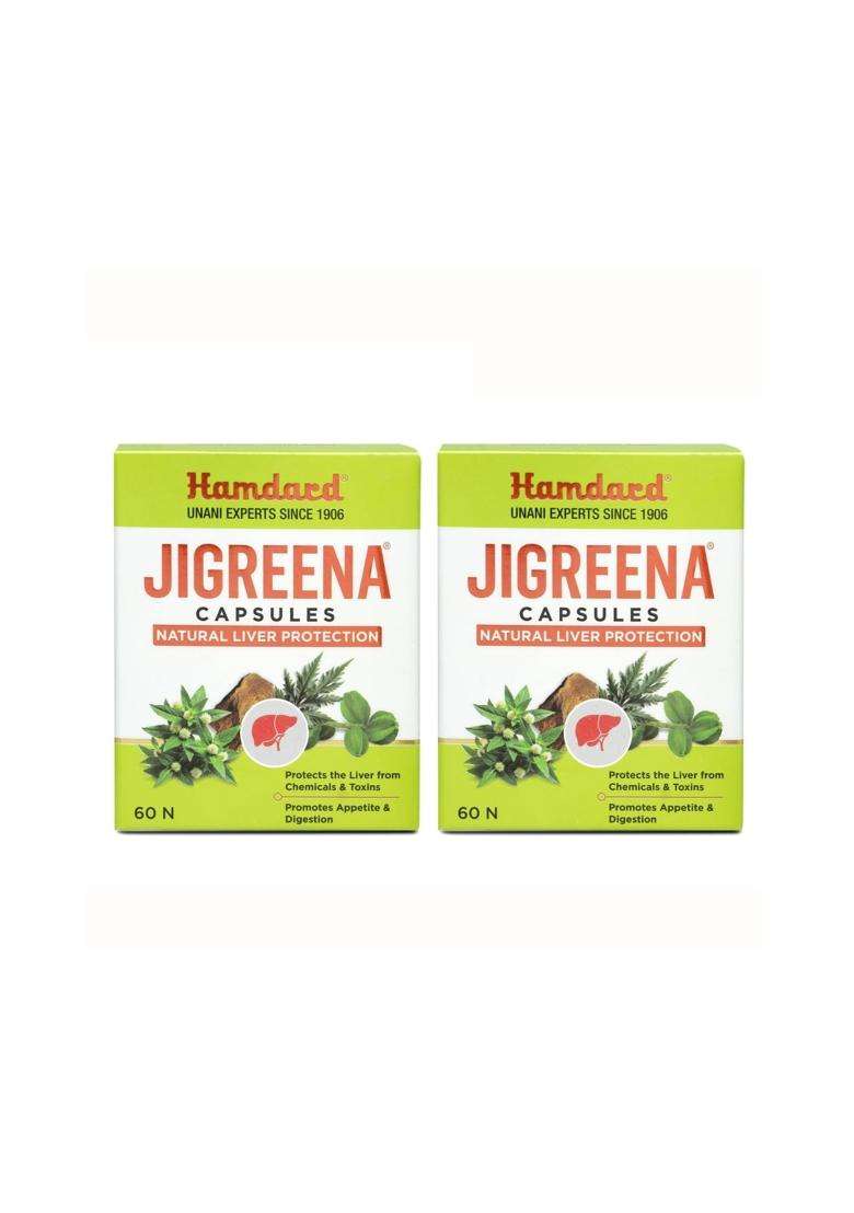 Hamdard Jigreena Capsules 60 Caps | Natural Herbal Care | Herbal Liver Support Supplement | Promotes Liver Strength, Digestion & Detox - Indya