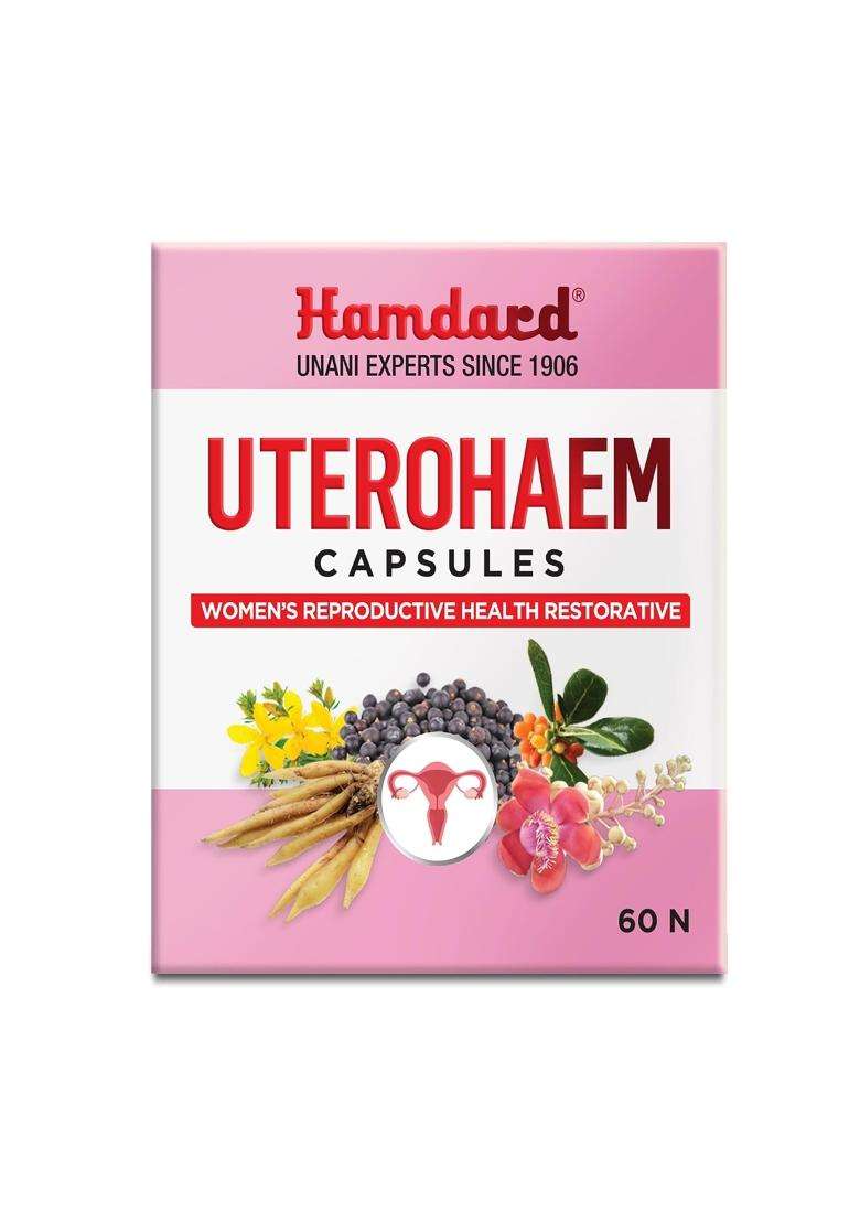 Hamdard Uterohaem Capsules 60 Tab | Authentic Ayurvedic Formula | Women’s Wellness Formula - Indya
