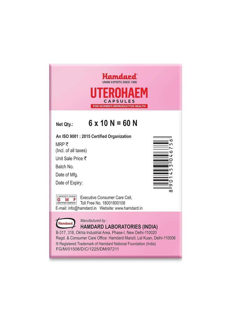 Hamdard Uterohaem Capsules 60 Tab | Authentic Ayurvedic Formula | Women’s Wellness Formula - Indya
