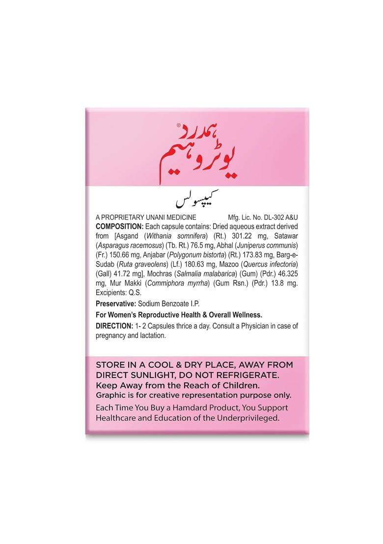 Hamdard Uterohaem Capsules 60 Tab | Authentic Ayurvedic Formula | Women’s Wellness Formula - Indya
