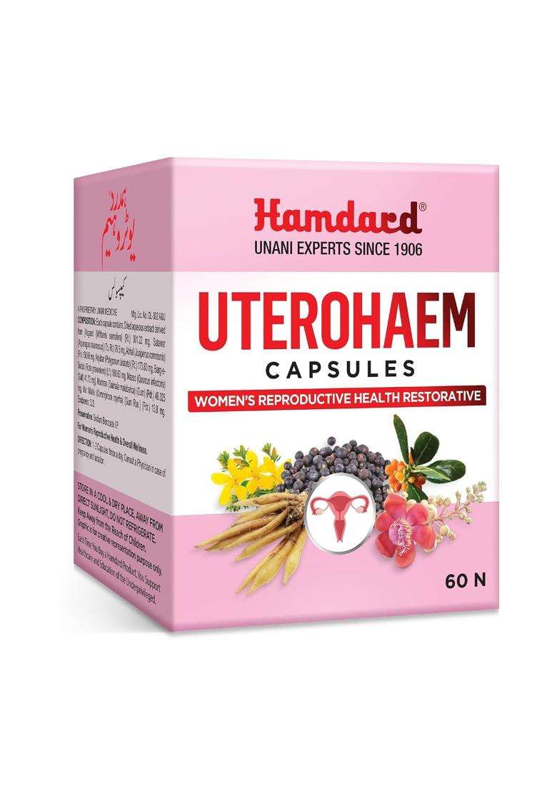 Hamdard Uterohaem Capsules 60 Tab | Authentic Ayurvedic Formula | Women’s Wellness Formula - Indya