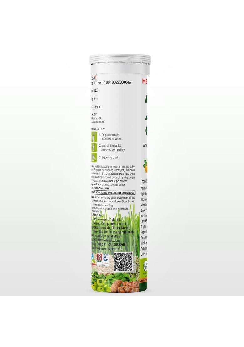 Herbal Hills Green Daily Effervescent Tablets, 15 Count (Pack of 4) | Natural Herbal Care - Indya