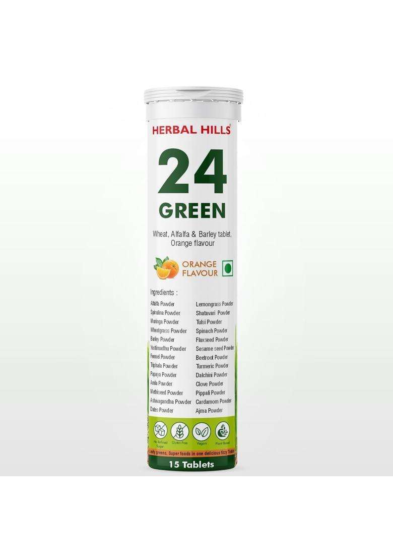 Herbal Hills Green Daily Effervescent Tablets, 15 Count (Pack of 5) | Natural Herbal Care - Indya