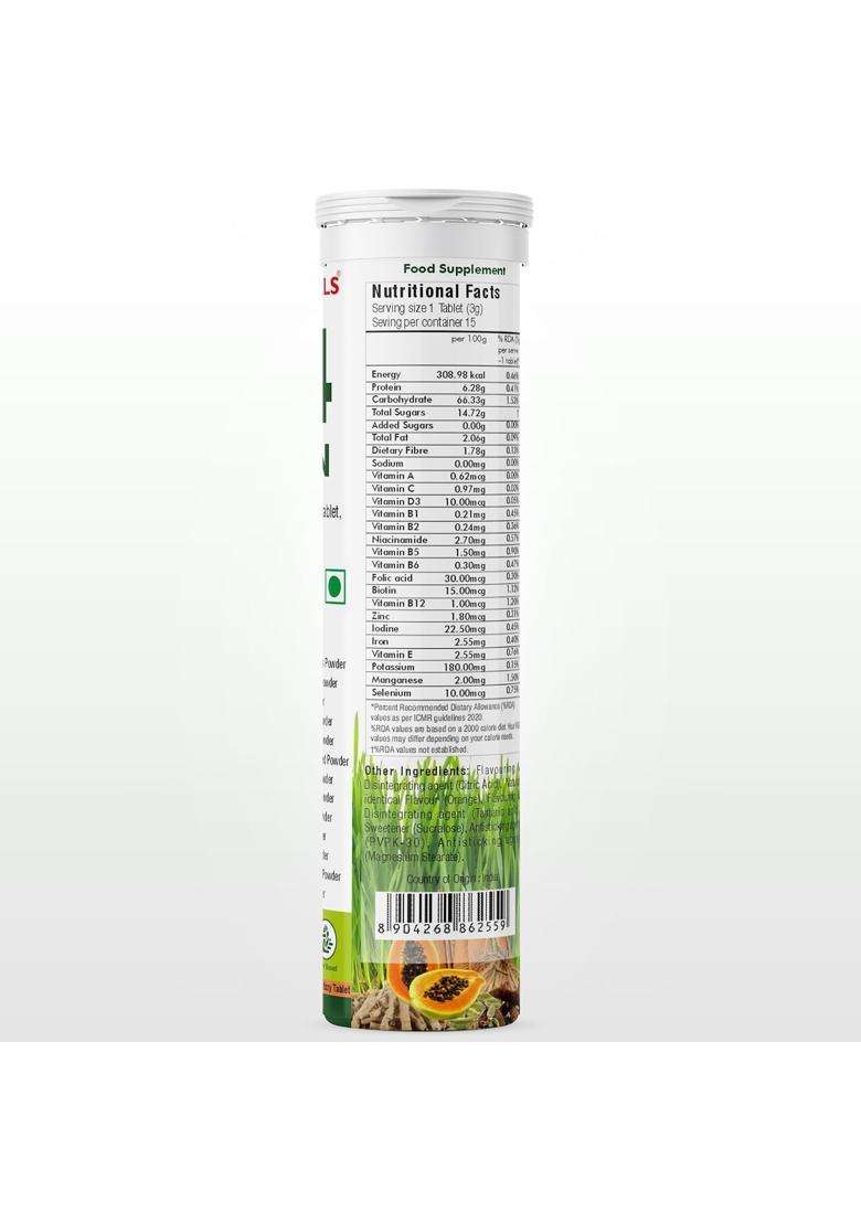 Herbal Hills Green Daily Effervescent Tablets, 15 Count (Pack of 5) | Natural Herbal Care - Indya