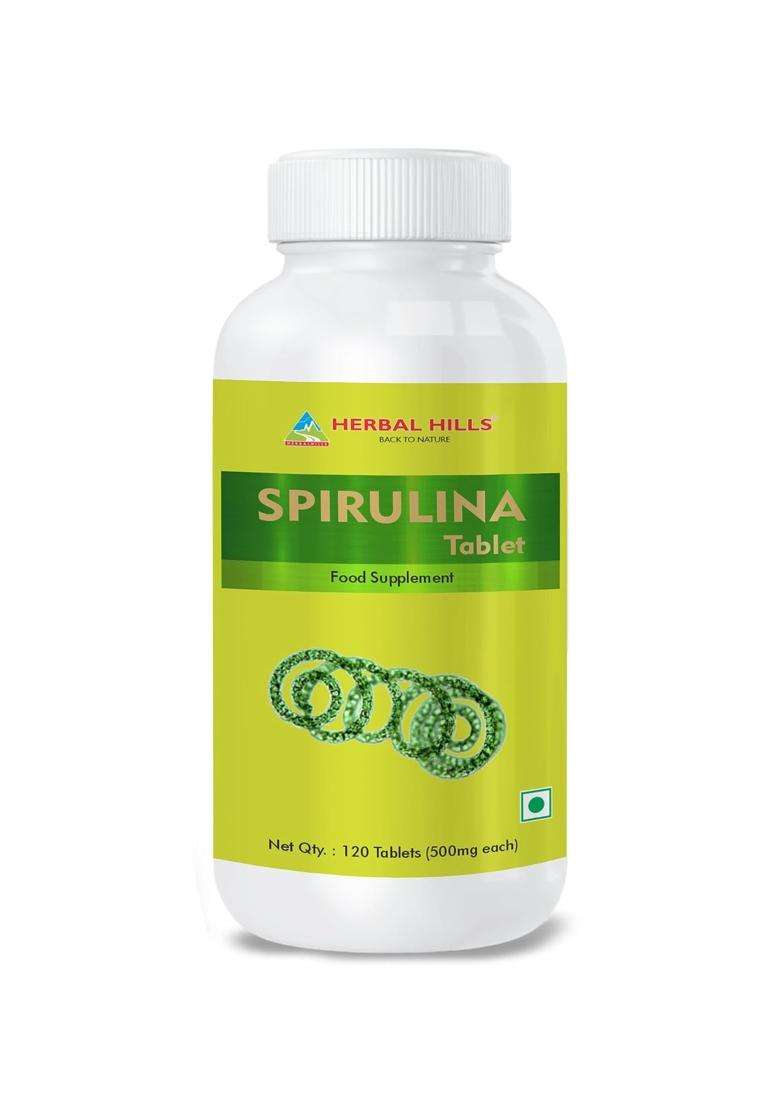 Herbal Hills Spirulina Tablets, 120 Count (Pack of 4) | Natural Herbal Care - Indya