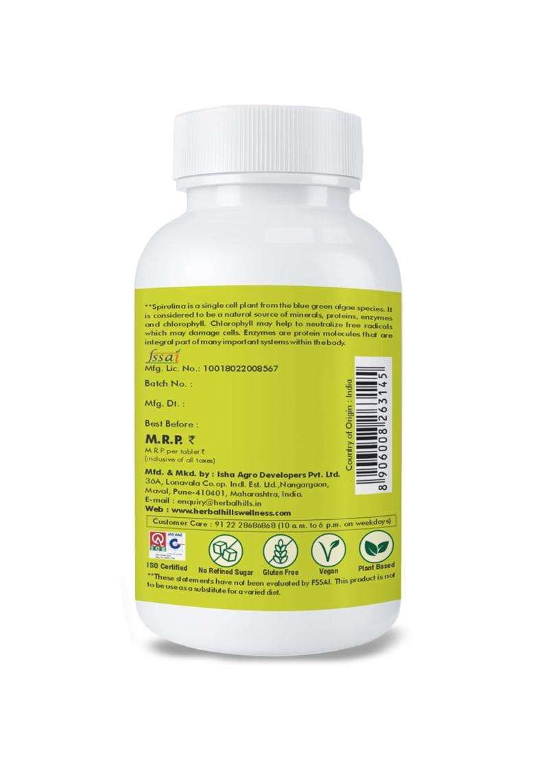Herbal Hills Spirulina Tablets, 60 Count (Pack of 5) | Natural Herbal Care - Indya
