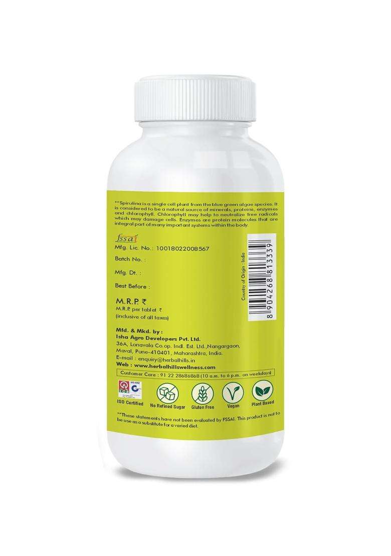 Herbal Hills Spirulina Tablets, 120 Count (Pack of 2) | Natural Herbal Care - Indya