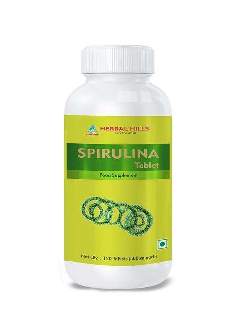 Herbal Hills Spirulina Tablets, 120 Count (Pack of 2) | Natural Herbal Care