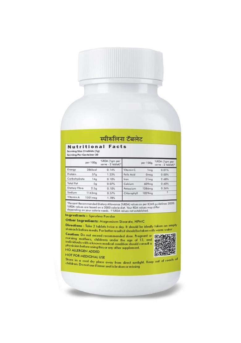 Herbal Hills Spirulina Tablets, 60 Count (Pack of 2) | Natural Herbal Care - Indya