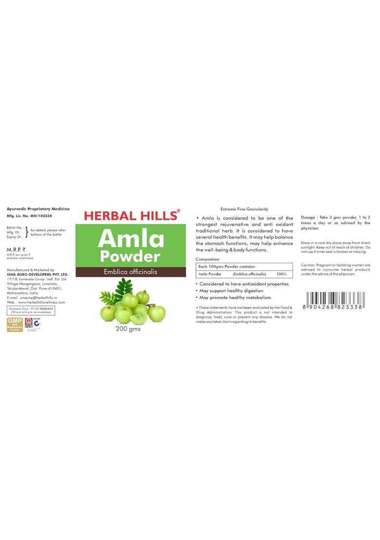 Herbal Hills Amla Powder, 200 g (Pack of 2) | Natural Herbal Care - Indya