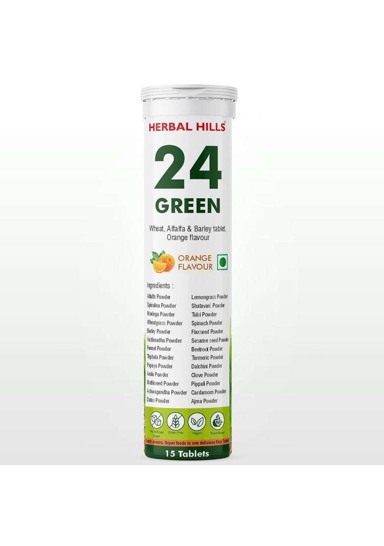 Herbal Hills Green Daily Effervescent Tablets, 15 Count (Pack of 2) | Natural Herbal Care - Indya
