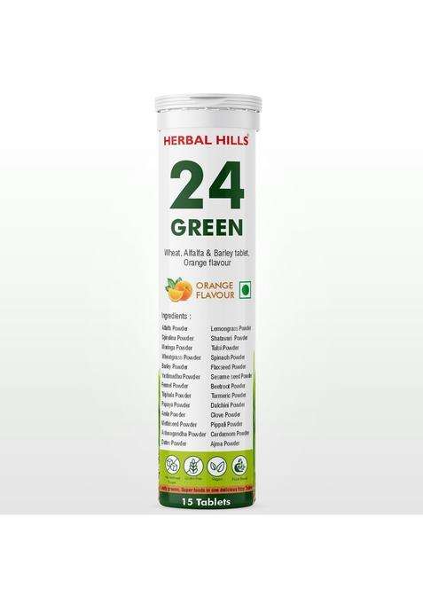 Herbal Hills Green Daily Effervescent Tablets, 15 Count (Pack of 2) | Natural Herbal Care