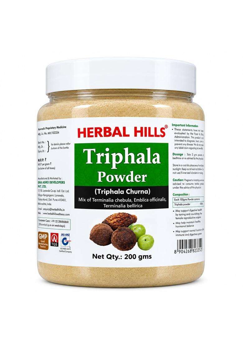 Herbal Hills Triphala Powder, 200 g (Pack of 4) | Natural Herbal Care - Indya