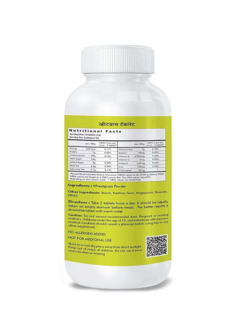 Herbal Hills Wheatgrass Tablets, 120 Count | Natural Herbal Care - Indya