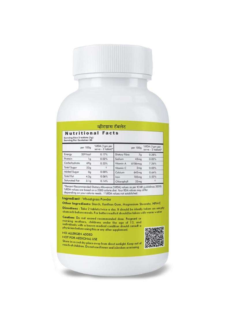Herbal Hills Wheatgrass Tablets, 60 Count (Pack of 2) | Natural Herbal Care - Indya