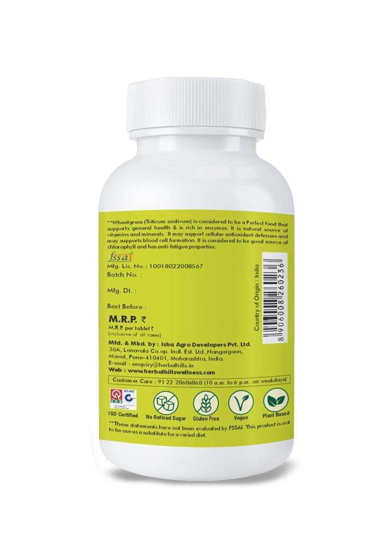 Herbal Hills Wheatgrass Tablets, 60 Count (Pack of 2) | Natural Herbal Care - Indya