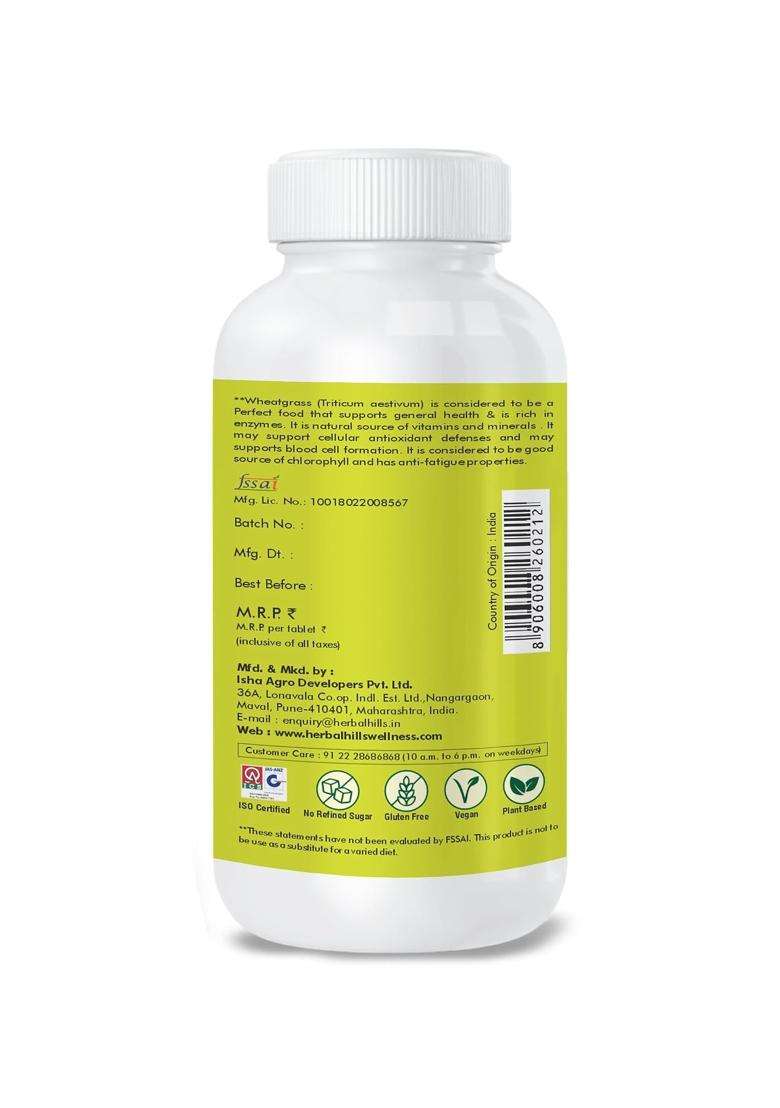 Herbal Hills Wheatgrass Tablets, 120 Count (Pack of 2) | Natural Herbal Care - Indya