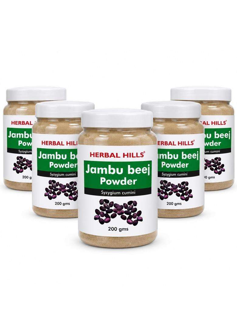 Herbal Hills Jambu Powder, 200 g (Pack of 5) | Natural Herbal Care - Indya