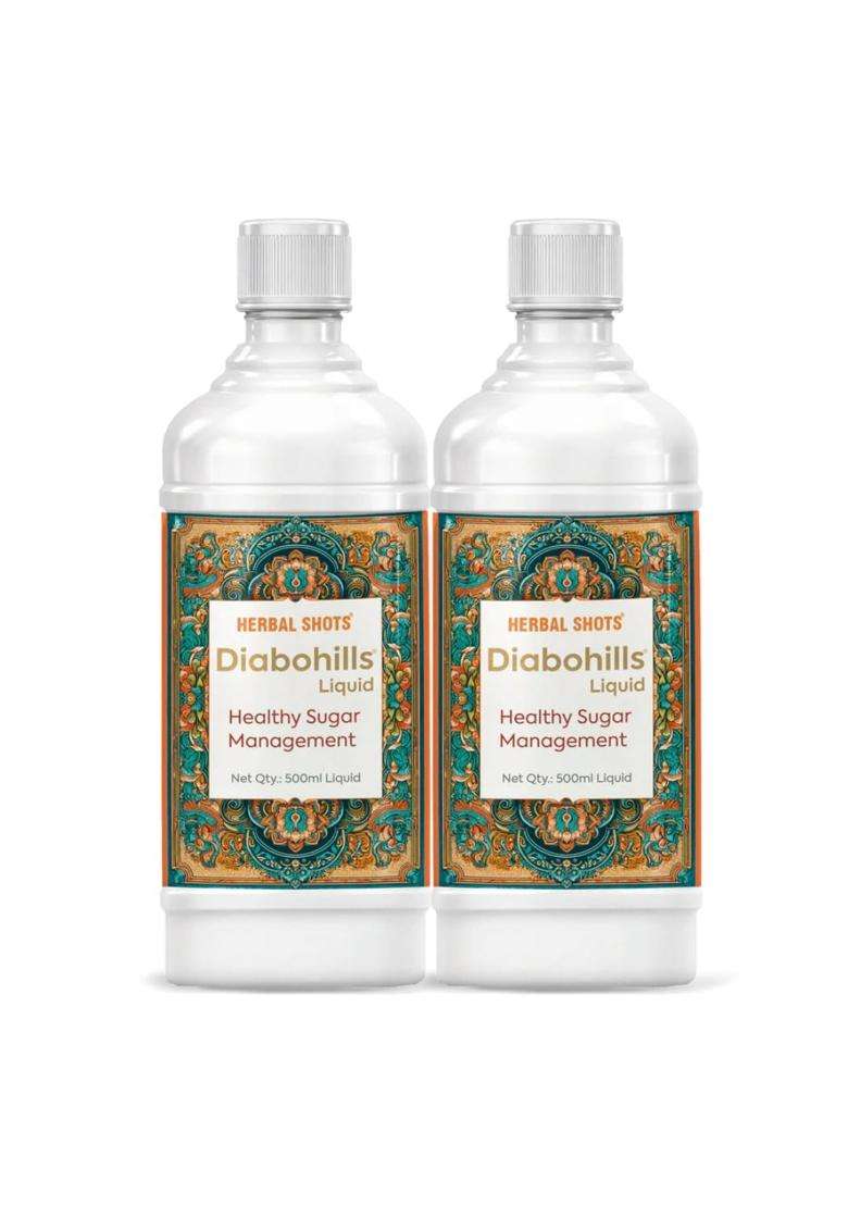 Herbal Hills Diabohills Herbal Shots (500 ml Bottle) (Pack of 2) | Authentic Traditional Formula | Supports Sugar Control & Metabolism - Indya