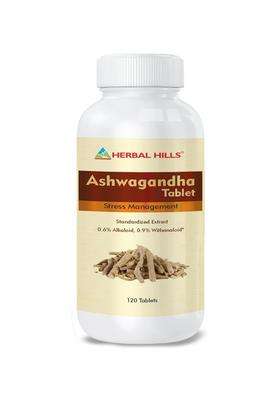 Herbal Hills Ashwagandha Withania Somnifera Tablets, 120 Count | Natural Herbal Care