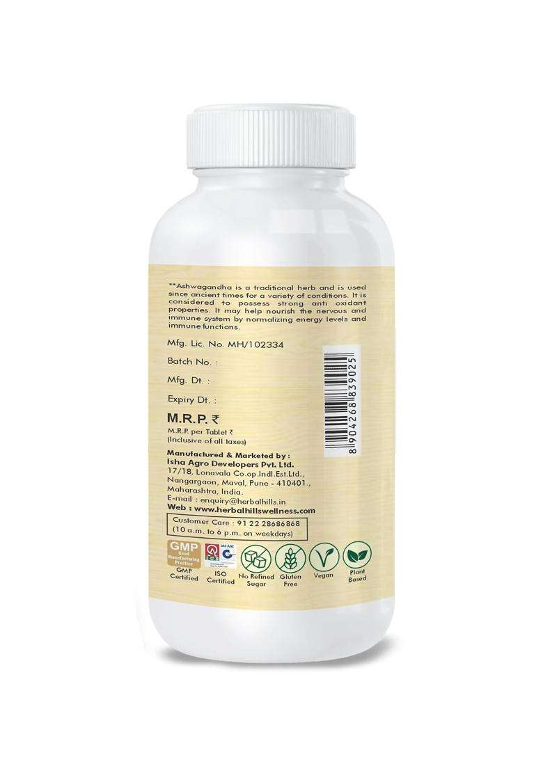 Herbal Hills Ashwagandha Tablets, 120 Count (Pack of 5) | Natural Herbal Care - Indya