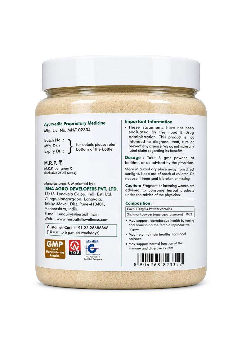 Herbal Hills Shatavari Powder 200 g (Pack of 2) | Natural Herbal Care - Indya