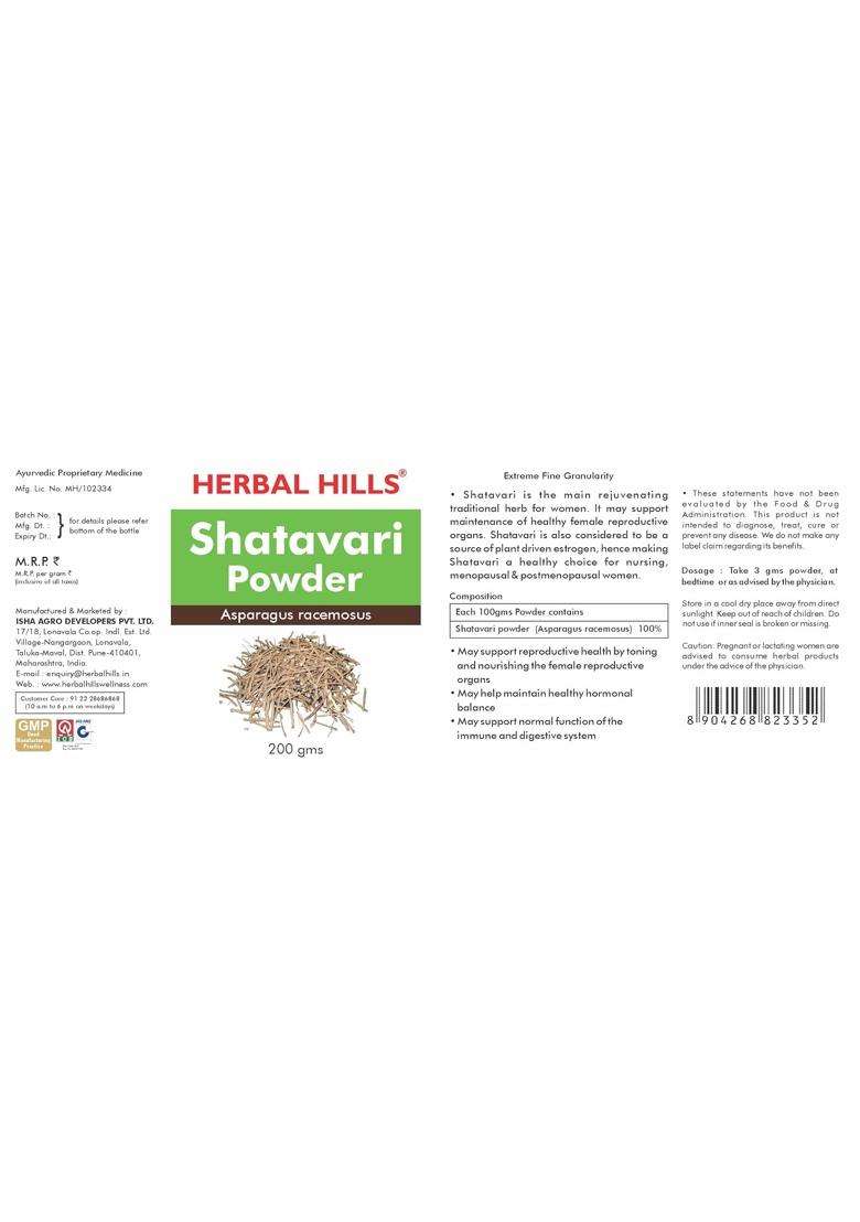 Herbal Hills Shatavari Powder 200 g (Pack of 5) | Natural Herbal Care - Indya