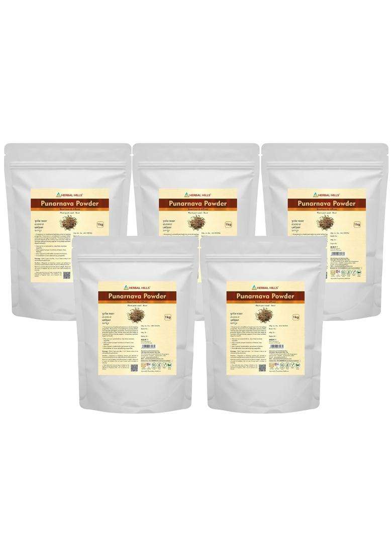 Herbal Hills Punarnava Powder, 1 kg (Pack of 5) | Natural Herbal Care - Indya