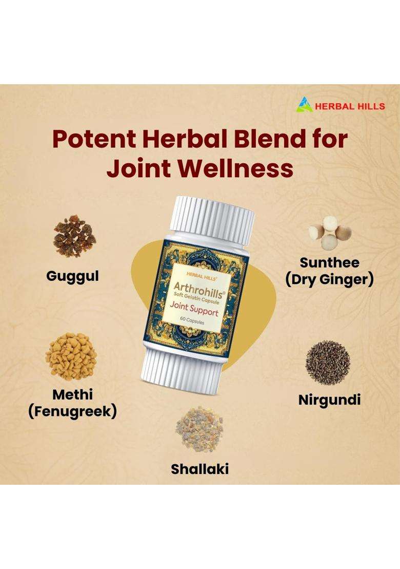 Herbal Hills Arthrohills Ayurvedic Capsules 60 Capsule (Pack of 5) | Authentic Traditional Formula | for Joint, Knee, Back & Shoulder Pain - Indya