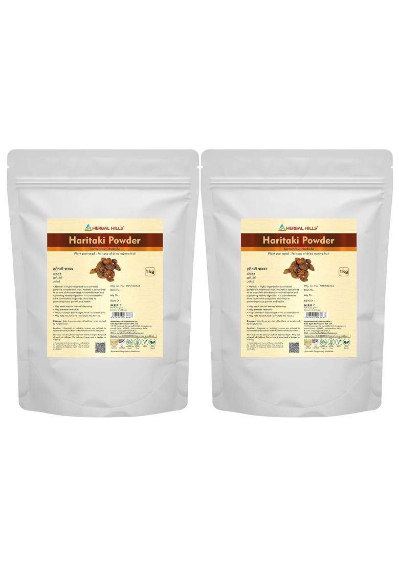 Herbal Hills Haritaki/Harde Powder, 1 kg (Pack of 2) | Natural Herbal Care - Indya