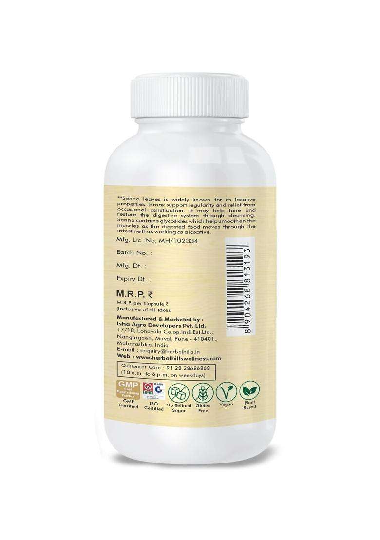 Herbal Hills Senna Capsules, 120 Count | Natural Herbal Care - Indya