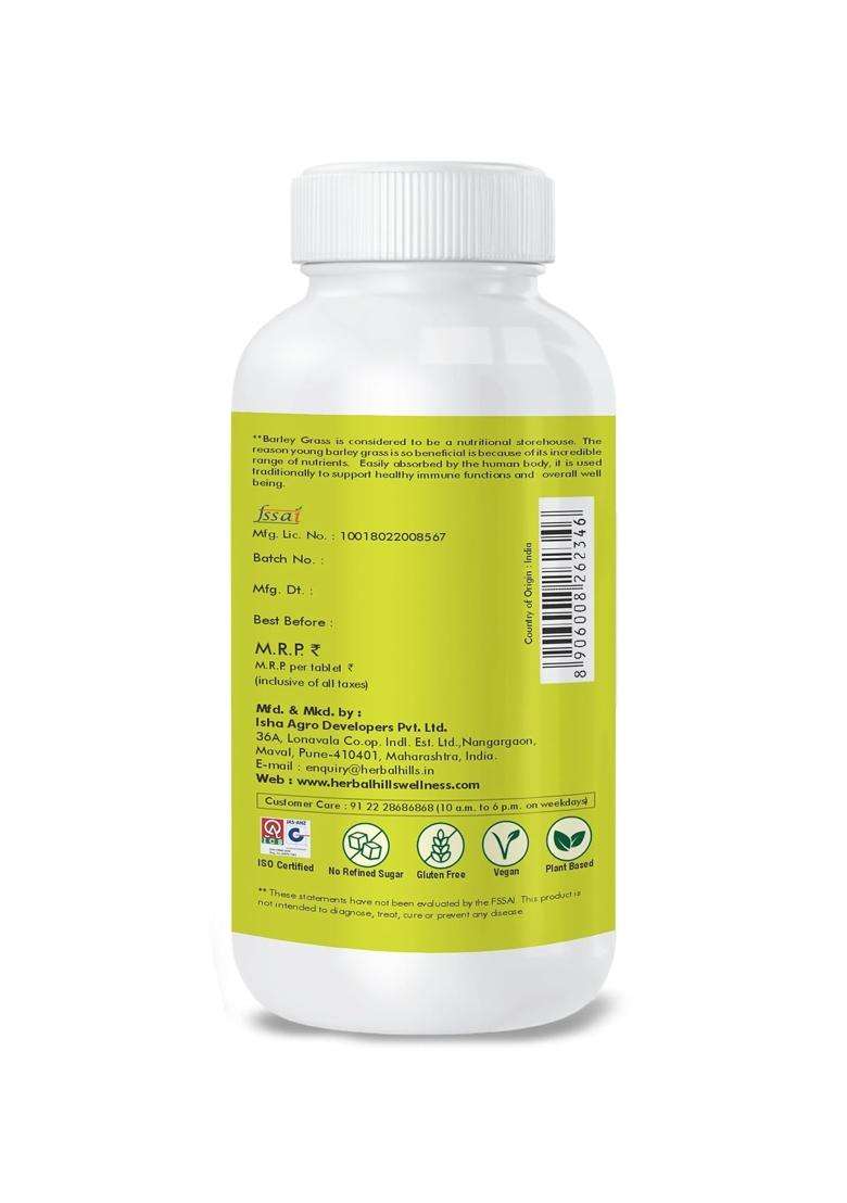 Herbal Hills Barley Grass Tablets, 120 Count | Natural Herbal Care - Indya