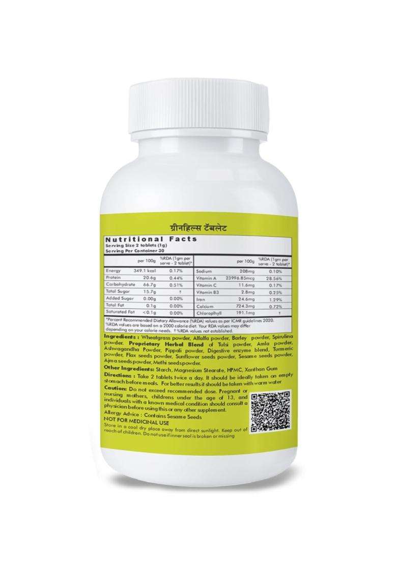 Herbal Hills Greenhills Tablets, 60 Count (Pack of 2) | Natural Herbal Care - Indya