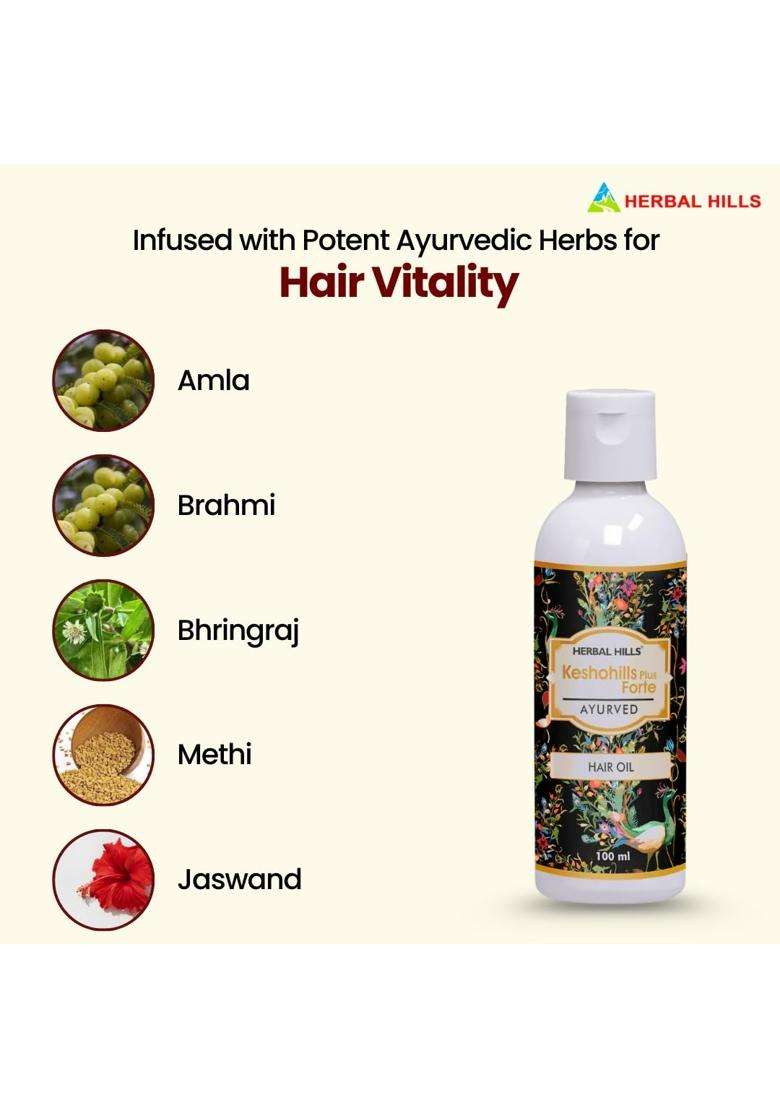 Herbal Hills Keshohills Plus Forte Ayurvedic Hair Oil 100 ml Hair Care Natural Hair Growth (Pack of 2) | Authentic Traditional Formula - Indya